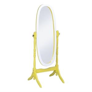 'homeroots 'pretty yellow and white cheval standing oval mirror