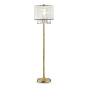 homeroots 'primo gold finish floor lamp with crystal accents and white shade