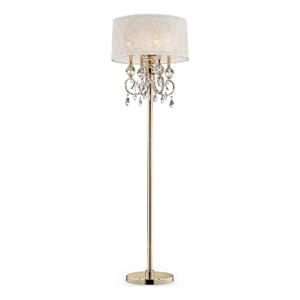 homeroots 'stunning brass gold finish floor lamp with crystal accents
