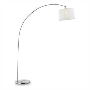 homeroots 'silver metal arch floor lamp with white fabric shade