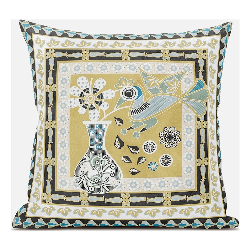 Peacock Throw Pillow - Beige