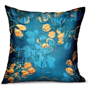 plutus bronze blossom floral luxury throw pillow in blue