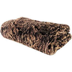 plutus jungle cat faux fur luxury throw in brown and beige