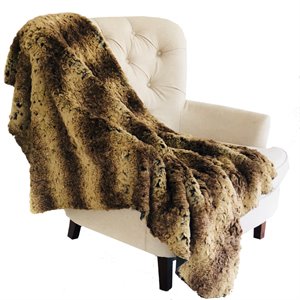 plutus chinchilla faux fur luxury throw in beige and brown