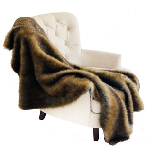 plutus wild grizzly bear faux fur luxury throw in brown and grey