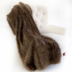 plutus plush tawny wildcat handmade luxury faux fur throw in brown
