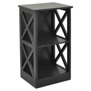 plutus 2 shelf modern wood storage rack in black