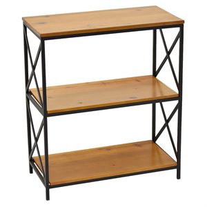 plutus 3 tier modern metal and wood plant stand in brown
