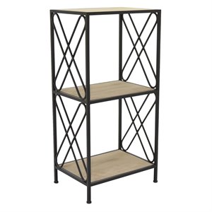 plutus 3 tier modern wood and metal plant stand in brown