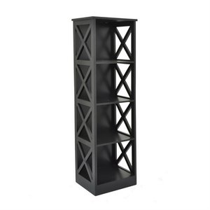 plutus 4 shelf modern wood storage rack in black