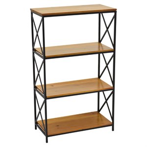 plutus 4 tier modern metal and wood plant stand in brown