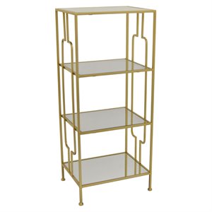 plutus 4 tier modern metal mirrored plant stand in gold