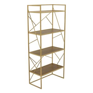 plutus 4 tier modern wood and metal plant stand in brown