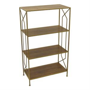plutus 4 tier modern wood and metal plant stand in gold