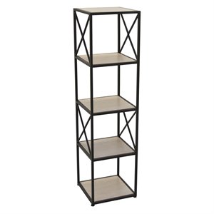 plutus 5 tier modern metal and wood plant stand in black