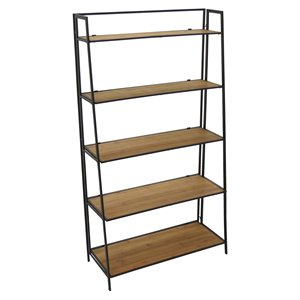plutus 5 tier modern metal and wood plant stand in brown