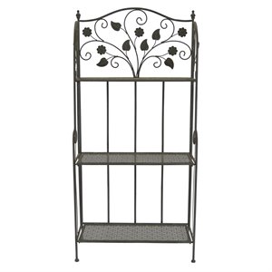plutus modern metal plant stand in gray