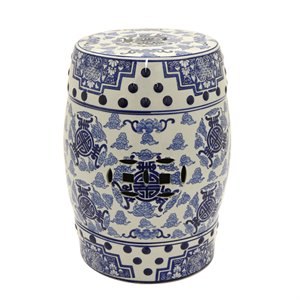 plutus modern porcelain garden stool in blue