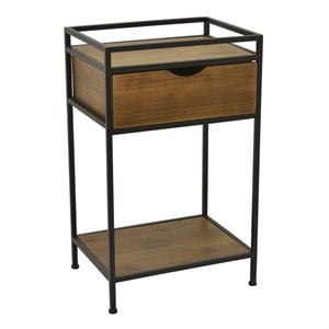 plutus modern wood and metal plant stand in brown