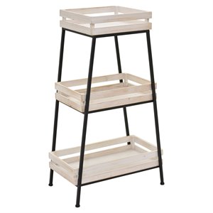 Plutus Modern Wood and Metal Plant Stand in White