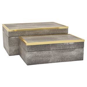 Plutus 2 Piece Modern Wood Box Set in Gray