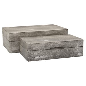 Plutus 2 Piece Modern Wood Box Set in Gray