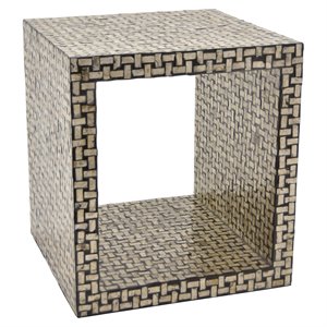 Plutus Modern Wood Side Table with Capiz in Brown