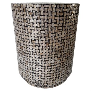 Plutus Modern Wood Side Table with Capiz in Brown
