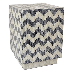 Plutus Modern Wood Side Table with Capiz in White