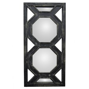 Plutus Modern Wood Wall Mirror Decoration in Black