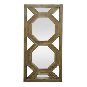 Plutus Modern Wood Wall Mirror Decoration in Brown