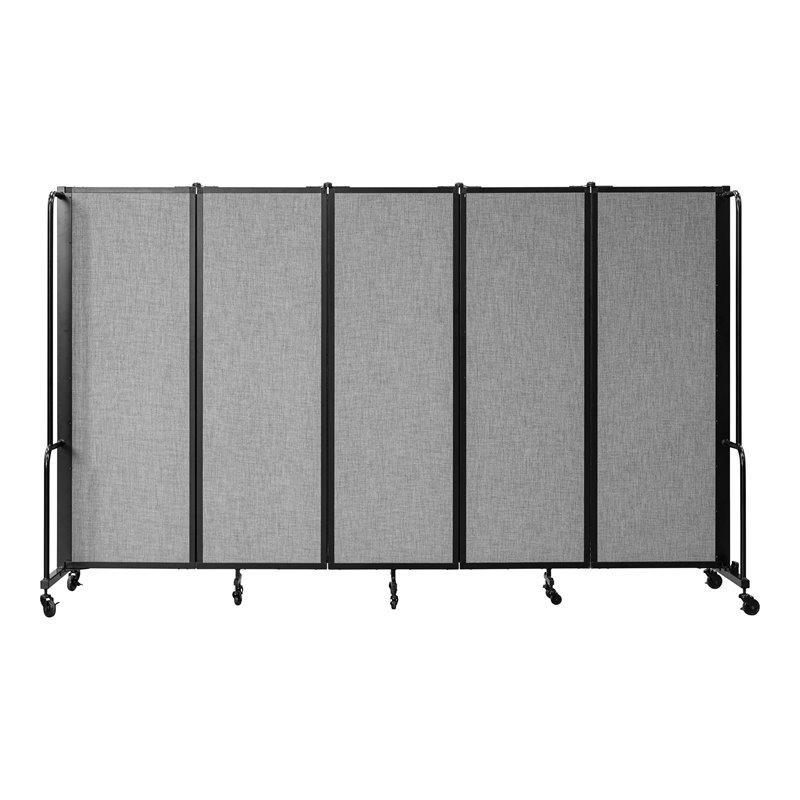 NPS ROBO Series 6ft Modern Metal Room Divider with 5 Sections in Gray