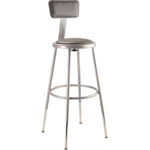 NPS 6400 Series 25-33&quot Modern Metal Heavy Duty Stool with Backrest in Gray