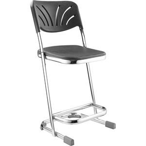 NPS 6600 Series 22&quot Modern Plastic Elephant Z-Stool with Backrest in Black