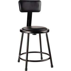 NPS 6400 Series 18&quot Modern Vinyl Padded Metal Heavy Duty Stool in Black