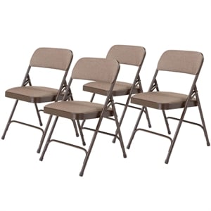 NPS 2200 Series 29.5&quot Fabric Upholstered Folding Chair in Walnut (Set of 4)