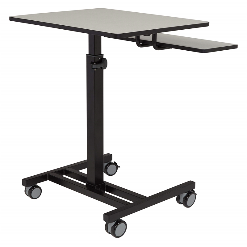 NPS Modern Powder-Coated Metal Sit and Stand Student's Desk in Gray