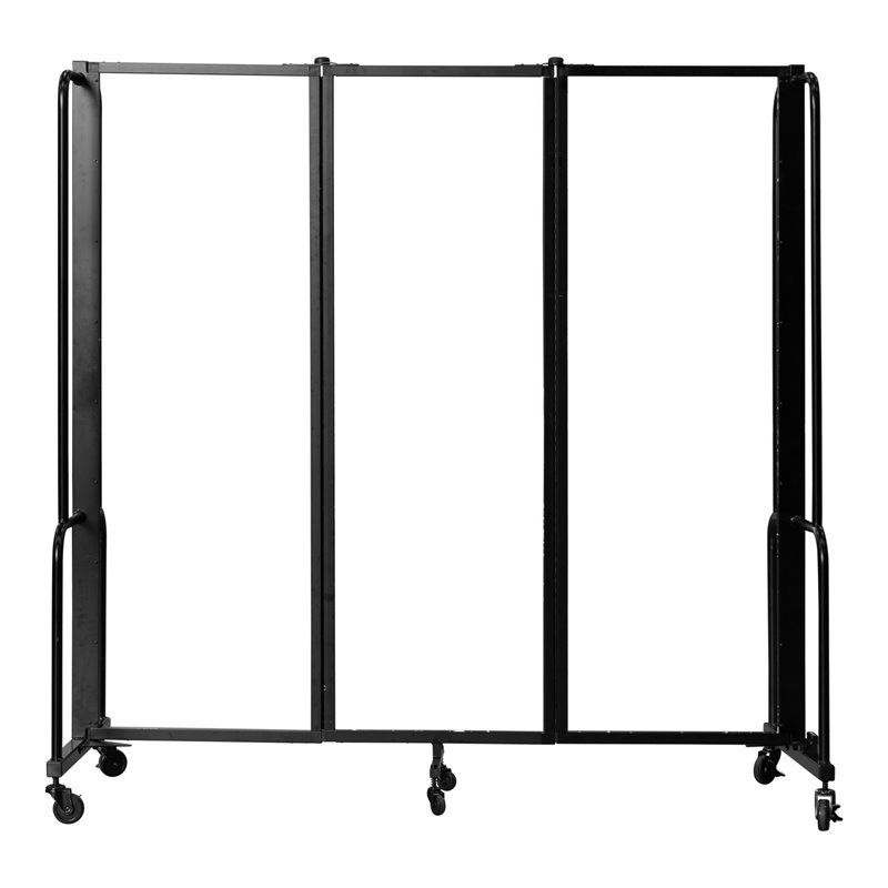NPS ROBO Series 6ft Modern Metal Room Divider with 3 Sections in Clear