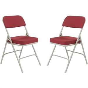 NPS 3200 Series 32&quot Fabric Upholstered Folding Chair in Burgundy Red (Set of 2)