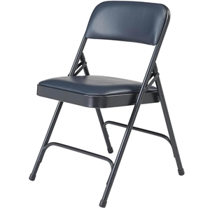 NPS 1200 Series 29.5&quot Vinyl Upholstered Folding Chair in Dark Blue (Set of 4)