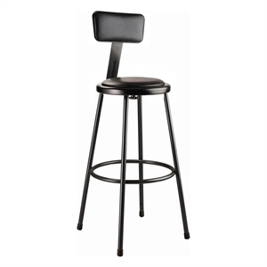 NPS 6400 Series 30&quot Vinyl Padded Metal Heavy Duty Stool with Backrest in Black