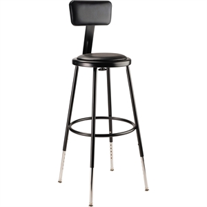 NPS 6400 Series 25-33&quot Modern Metal Heavy Duty Stool with Backrest in Black