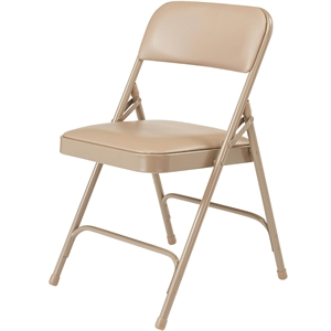 NPS 1200 Series 29.5&quot Vinyl Upholstered Folding Chair in Beige (Set of 4)