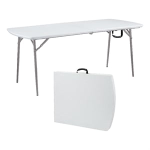 NPS BMFIH Series 30x72&quot Plastic Heavy Duty Fold-in-Half Table in Speckled Gray