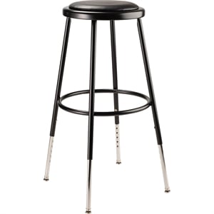 NPS 6400 Series 19-27&quot Modern Vinyl Padded Steel Metal Heavy Duty Stool in Black