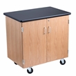 NPS MSC Series Wood Mobile Science Cabinet with HPL Top in Black/Light Oak