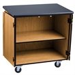 NPS MSC Series Wood Mobile Science Cabinet with HPL Top in Black/Light Oak