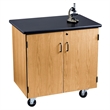 NPS MSC Series Wood Mobile Science Cabinet with HPL Top in Black/Light Oak