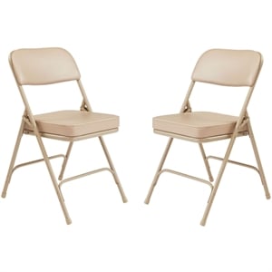 NPS 3200 Series 32&quot Premium Vinyl Upholstered Folding Chair in Beige (Set of 2)