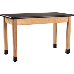 NPS 24x60&quot Modern Solid Ash Wood Science Lab Table with HPL Top in Black